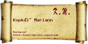 Kopkó Mariann névjegykártya