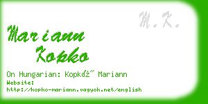 mariann kopko business card